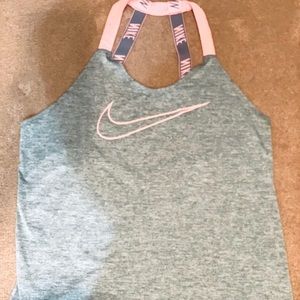 Women’s NIKE Dri-Fit Top, Grey and coral
